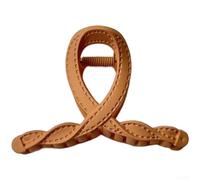 Pinza de pelo con textura de cuero para mujer con influencia de moda coreana y capacidad de sujeción eficaz del cabello (marrón-8,4 cm)