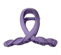 Pinza de pelo con textura de cuero para mujer con influencia de moda coreana y capacidad de sujeción eficaz del cabello (morado-8,4 cm)