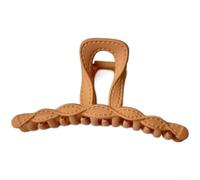 Pinza de pelo con textura de cuero para mujer con influencia de moda coreana y capacidad de sujeción eficaz del cabello (marrón, 11,5 cm)