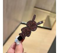 Pinza de pelo de conejo con diamantes de imitación para mujer, bonito pasador de pico de pato de dibujos animados, con piedras brillantes, para flequillo y peinado lateral (morado)