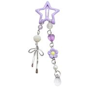 Pinza de pelo de estrella acrílica ligera y elegante con cuentas de lazo que mejora tu aspecto con un toque dulce