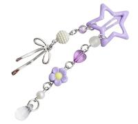 Pinza de pelo de estrella acrílica ligera y elegante con cuentas de lazo que mejora tu aspecto con un toque dulce