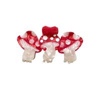Pinza de pelo de hongos de ácido acético con tres hongos antideslizante, fuerte sujeción para mujeres y niñas, abrazadera larga, gruesa, fina, rizada, roja