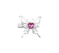 Pinza de pelo de mariposa de metal con corazón de cristal para mujer, clip lateral para cabello fino, pasadores galvanizados coreanos
