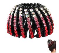 Pinza de pelo de pájaro de diamantes de imitación - 1 garra de pelo de pájaros con diamantes de imitación chispeantes, titular de pelo expandible, colorido fabricante de moño, donut bun accesorio para