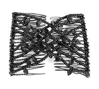 Pinza de Pelo de Perlas Peine de Pelo Elástico Pinzas de Pelo Elásticas, Peines de Pelo Mágicos Peines de Pelo de Perlas Peines de Pelo Elásticos Clips Dobles Peine de Pelo Herramienta de(Negro)