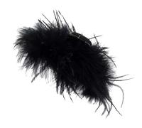 Pinza de pelo de plumas de avestruz - garra de pelo esponjoso, mango de cabeza de negro, receptor de pelo voluminoso | Declaración de cierre elegante para el pelo grueso que estiliza un aspecto