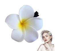 Pinza De Pelo - Flor De Frangipani Para Boda Y Playa | Horquilla Floral Antideslizante Estilo Agarre Fuerte, Accesorio Elegante De Tela Junto A Aleación Para Novias, 7cm De Cabeza