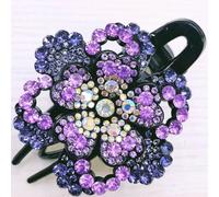 Pinza de pelo grande para el pelo, pinza de diamantes de imitación de cabeza plana francesa, pinza de garras curvadas para mujer, pinza de cocodrilo, diadema para peinar segmentos (púrpura, 3,5