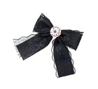 Pinza de pelo plana oscura de encaje con bola de ojos Balletcore para sombreros Pinza elegante Bowknot Pinza para el cabello Accesorios de fotos