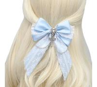 Pinza de pelo punk con cadena cruzada de encaje con lazo, pasador para coleta de caballo para mujer, accesorios de peinado de Halloween