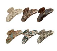 Pinza de pinza de tortuga, abrazadera de resina brillante, acento de garra de patrón elegante, estructura de bloqueo de pelo de curva ancha, diseño de agarre de resorte antideslizante, accesorio de