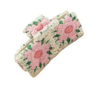 Pinza decorativa de punto para mujer, B | Soporte para cola de caballo con diseño de ganchillo con bisagra de resorte, aspecto medio, viajes, uso casual