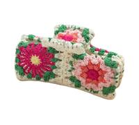 Pinza decorativa de punto para mujer, D | Soporte para cola de caballo con diseño de ganchillo con bisagra de resorte, aspecto medio, viajes, uso casual