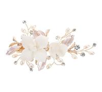 Pinza Floral de Cerámica Dorada para Novia en Peinados Recogidos | Diseño de Flor, Fijación Segura, Adecuado para Fotos de Boda y Fiesta Nupcial
