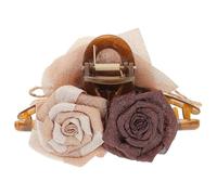 Pinza Floral Rosa Seca Vintage para Mujer y Niña, Beige Café | Diseño Flor Seca, Estructura Tipo Tiburón, Portátil y Firme, para Peinados Diarios y Cumpleaños