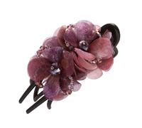 Pinza for el pelo con forma de pico de pato, accesorio for el pelo con flores de rosa, hilo de seda, pinza for el pelo, pinza for cola de caballo, tocado(Purple10cm)