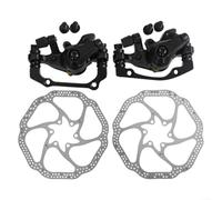 Pinza Freno para delantero 160mm para MTB y Carretera Pinza Freno | Aleación aluminio ligera, frenada , pastillas metal, no daña el disco, durabilidad extrema(front+rear+2xdisc black)