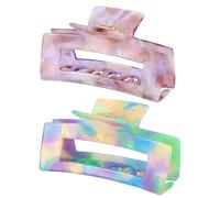 Pinza grande de concha de tortuga de 4.1 pulgadas, pinzas para el cabello de acetato de celulosa, paquete de 2 pinzas de plátano para cabello grueso y rizado, pinza de mandíbula de diseño francés