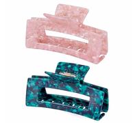 Pinza grande de concha de tortuga de 4.1 pulgadas, pinzas para el cabello de acetato de celulosa, paquete de 2 pinzas de plátano para cabello grueso y rizado, pinza de mandíbula de diseño francés