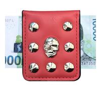 Pinza magnética para billetes para hombre - Portatarjetas fino con pinza para billetes | Cartera magnética portátil de estilo Punk, cartera para cartas y fotos, 2,76 x 2,24 x 0,39 pulgadas, Wine Red