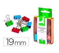 Pinza metalica q-connect reversible 19 mm caja de 6 unidades colores surtidos - KF02035