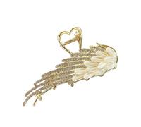 Pinza multiusos para el pelo con forma de corazón y ala, brillantes diamantes de imitación, agarre fuerte para varios peinados