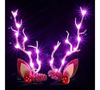 Pinza Navideña para el Pelo, Pinzas de Pelo de Reno Navidad, Diadema de Navidad con luz LED parpadeante, pinzas para el pelo de asta, Accesorios navideños para el Cabello para niños y Adultos (C)