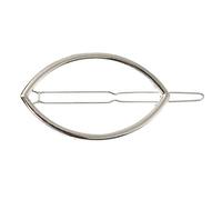 Pinza ovalada para el pelo hueca, pinza deslizante para el pelo, color plateado