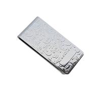 Pinza para billetes chapada en plata clásica de metal cromado, Barroco/3 X 6 Cm, Clásico