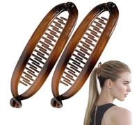 Pinza para el cabello con doble garra - Peines de neumático con forma de plátano, cierres para el cabello antideslizantes, unidad de construcción robusta | Elegante herramienta de peluquería para