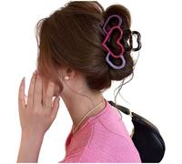 Pinza para el cabello con forma de corazón de verano para mujer, soporte acrílico de dos tonos con agarre seguro, elegante pasador en forma de amor para recogido de cabello grueso y fino, rojo (morado