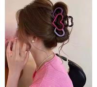 Pinza para el cabello con forma de corazón de verano para mujer, soporte acrílico de dos tonos con agarre seguro, elegante pasador en forma de amor para recogido de cabello grueso y fino, rojo (rojo)