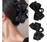 Pinza para el cabello con lazos para mujeres y niñas, pinzas para el cabello con lazo negro grande, pasador para el pelo, pinza antideslizante para cabello fino y grueso, 2 unidades
