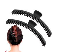 Pinza para el cabello - Juego de 2 estilos helados para moños y retorcidos, geometría de 4,72 pulgadas de longitud, alfileres laterales acabado mate, mecanismo de resorte de alto voltaje, negro | Para