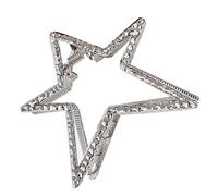 Pinza para el cabello pequeña de aleación hueca con forma de estrella, elegante y brillante, color plata.