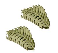 Pinza para el pelo, 2 pinzas de pelo en forma de hoja verde con muchos dientes, pinzas de garra grandes, 3.5 pulgadas, hojas antideslizantes, pinzas para el pelo, horquillas para mujeres y niñas