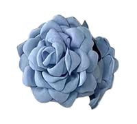 Pinza para el pelo, accesorio de flores para mujer, decoración de tela 3D, clip trasero, cabeza grande, color azul tiburón