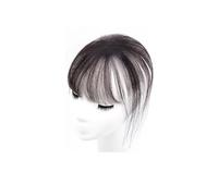 Pinza para el pelo, color marrón oscuro, flequillo falso, cobertura humana, flequillo completo para mujeres y niñas, extensiones de cabello para uso diario (marrón negro)