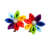 Pinza para el pelo colorida con lazo, bonita cinta de flores, horquillas para el pelo de arco iris, horquillas para niñas de los años 2000