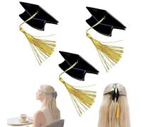 Pinza para el pelo con borla para birrete de graduación, mini pinza paras el pelo con borla, pequeño porta horquillas negro con forma de birrete fotos de graduación, ceremonias y recuerdos (3pc)