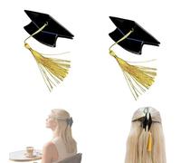 Pinza para el pelo con borla para birrete de graduación, mini pinza paras el pelo con borla, pequeño porta horquillas negro con forma de birrete fotos de graduación, ceremonias y recuerdos (2pc)