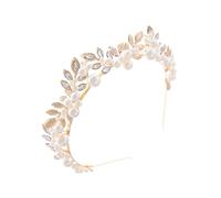 Pinza para el pelo con diamantes de imitación acentuados, diseño de perlas multicapa, antideslizante, ajuste cómodo, diadema de aleación, perfecta para el día a día, diadema dorada con perlas
