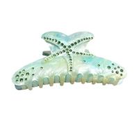 Pinza para el pelo con diamantes de imitación con diseño de estrellas de mar, práctico clip acrílico para uso diario y celebraciones, garra grande durante mucho tiempo