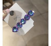 Pinza para el pelo con diamantes de imitación de corazón para mujer, hecha a mano para pasador de cristal con elegantes diseños de una palabra para flequillo lateral y recogidos, accesorio ligero de