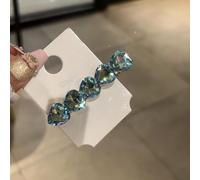 Pinza para el pelo con diamantes de imitación de corazón para mujer, hecha a mano para pasador de cristal con elegantes diseños de una sola palabra para flequillo lateral y recogidos, accesorio ligero