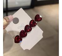 Pinza para el pelo con diamantes de imitación de corazón para mujer, hecha a mano para pasador de cristal con elegantes diseños de una sola palabra para flequillo lateral y recogidos, accesorio ligero