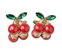 Pinza para el pelo con diseño de cerezas brillantes, 2 unidades, pinzas laterales metálicas para mujeres, adolescentes, niñas, eventos especiales, uso diario