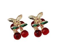 Pinza para el pelo con diseño de cerezas brillantes, 2 unidades, pinzas laterales metálicas para mujeres, adolescentes, niñas, eventos especiales, uso diario