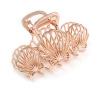 Pinza para el pelo con diseño de concha de oro rosa pulido, 75 mm de ancho